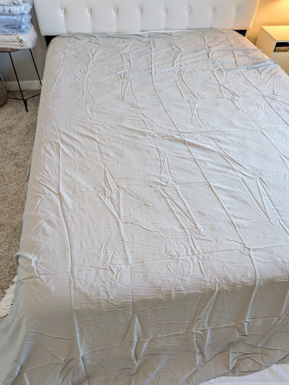 Malouf Woven Sleep Light Green Queen Rayon Bamboo Flat Sheet Cooling Breathable